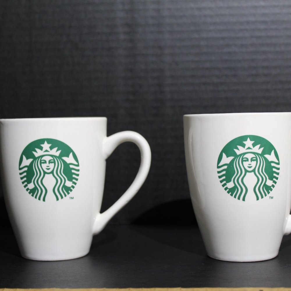 2 white Starbucks coffee Mugs *All Drink ware B1G1 - Picture 1 of 5